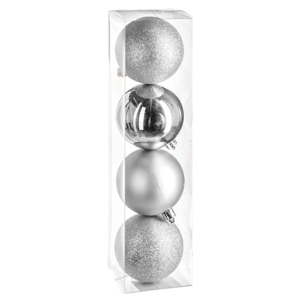 WEIHNACHTSKUGELN 4er-Set Ø 8 cm - Silberfarben, Kunststoff (8/9.2/8cm) - Atmosphera Createur d´interieur