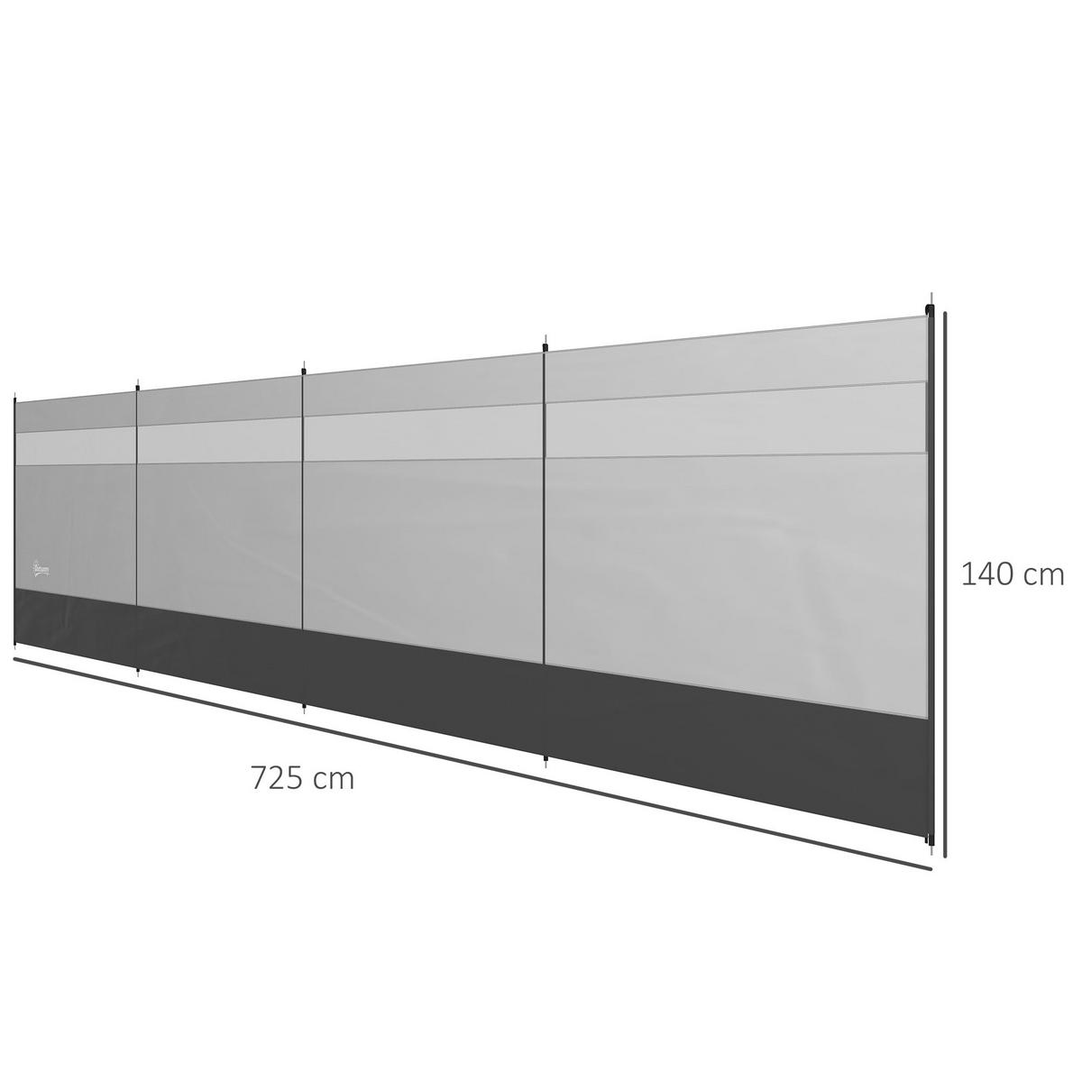 WINDSCHUTZ 4er Set Polyester Stahl Grau - Grau, Kunststoff (1/140cm) - Outsunny