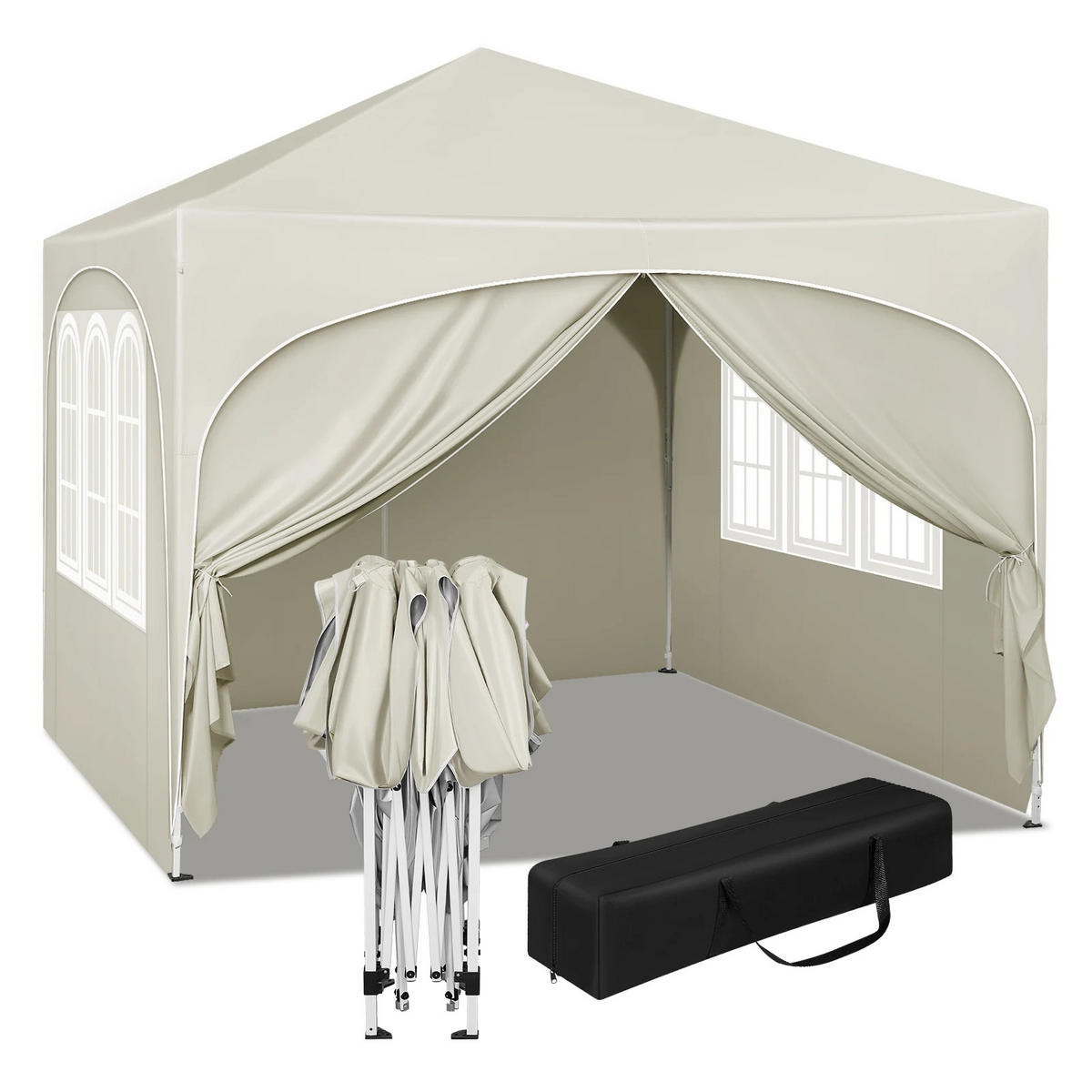 PAVILLON 3x3 m Beige mit 4 Seitenwänden - Beige, Textil/Metall (300/300cm) - Kaket