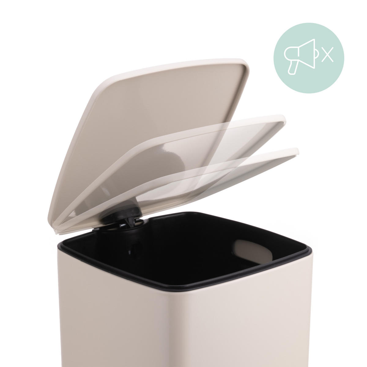 MÜLLEIMER - Beige, Kunststoff/Metall (29/53/34cm) - Relaxdays