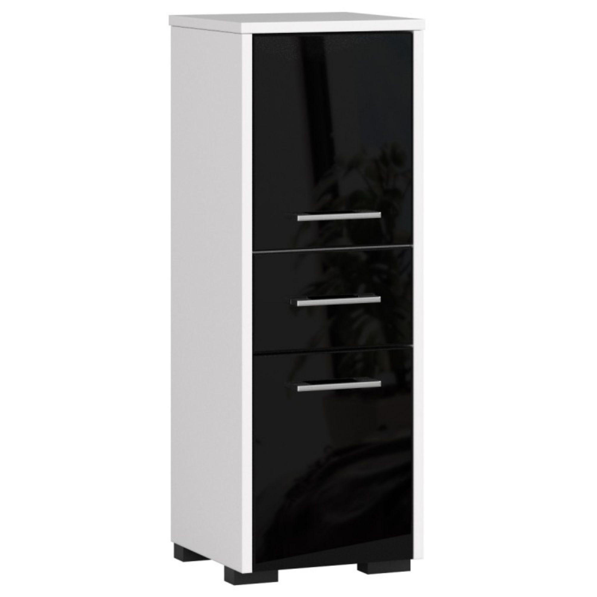 Akord Unterschrank Weiß, Schwarz Hochglanz 30x85x30 cm