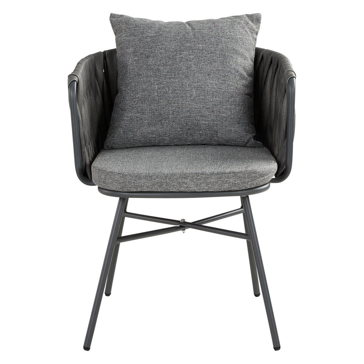 GARTENMÖBEL-SET 3-tlg. Kunststoff Grau - Grau, Textil/Metall - Homestyle4u
