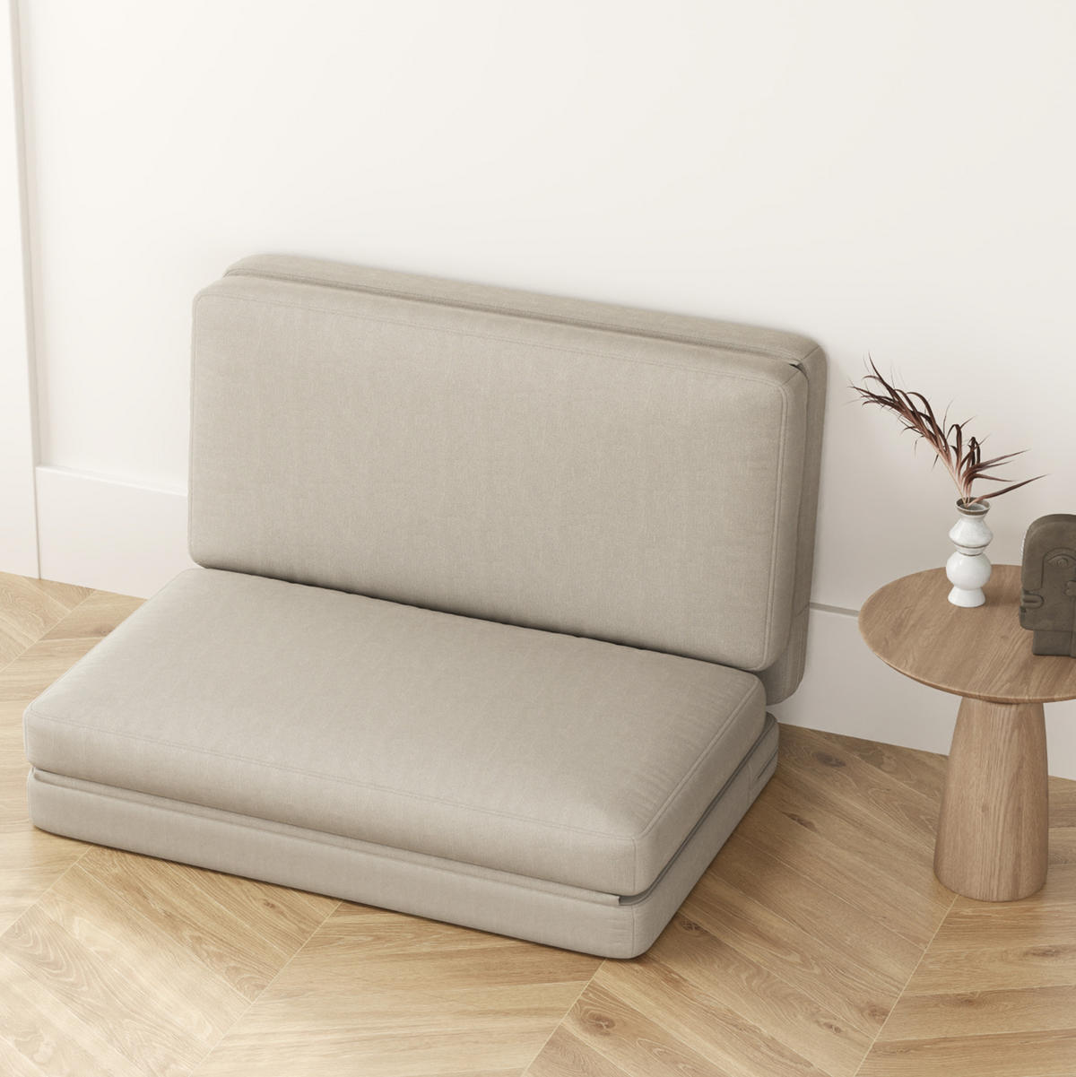 SCHLAFSOFA 120/275 cm Liegefläche in Beige – faltbar und platzsparend - Beige, Textil (120/10/275cm) - BEAOK