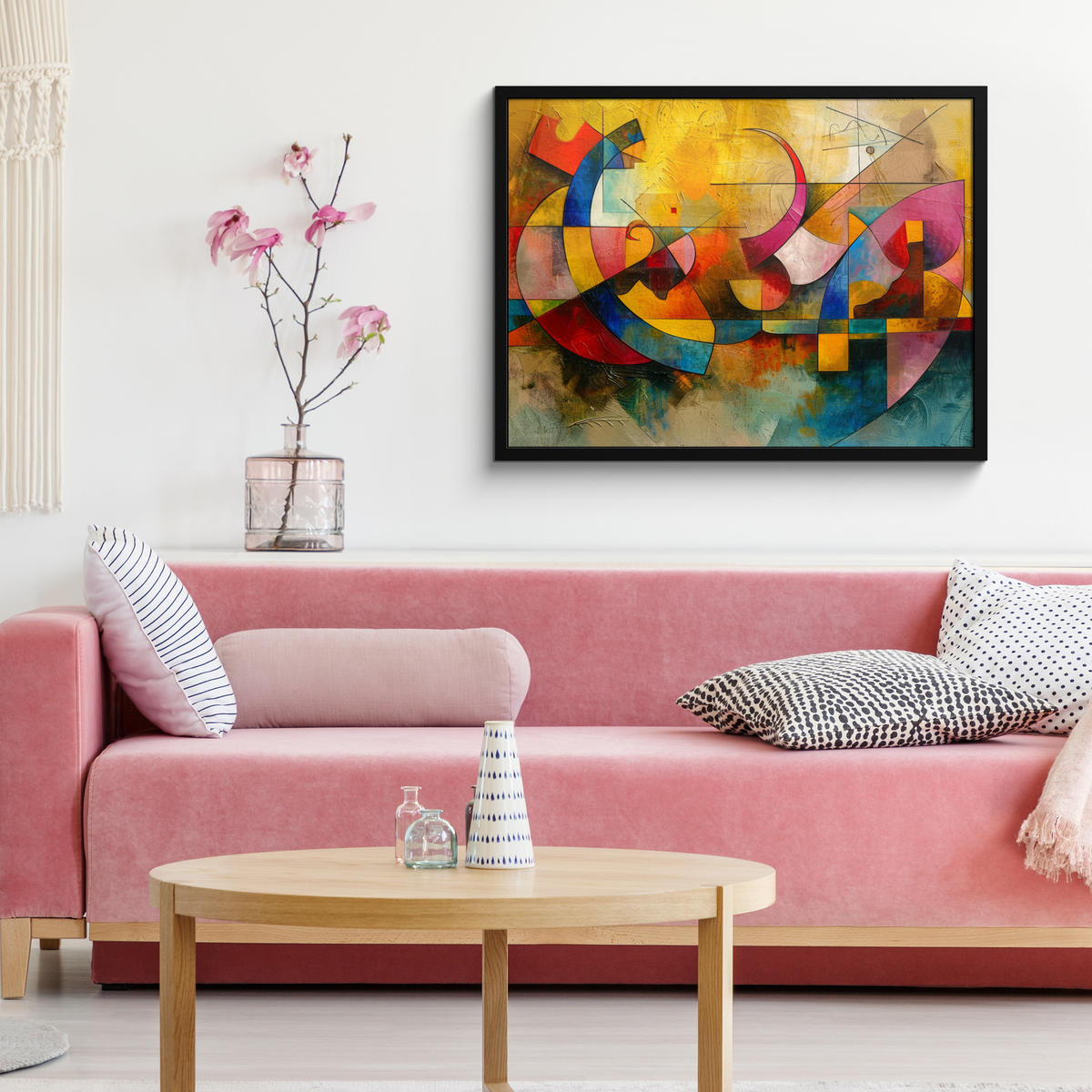 POSTER MIT RAHMEN Kunst - Abstrakt - Modern 80x60 cm - Gelb, Papier (80/60cm) - MuchoWow