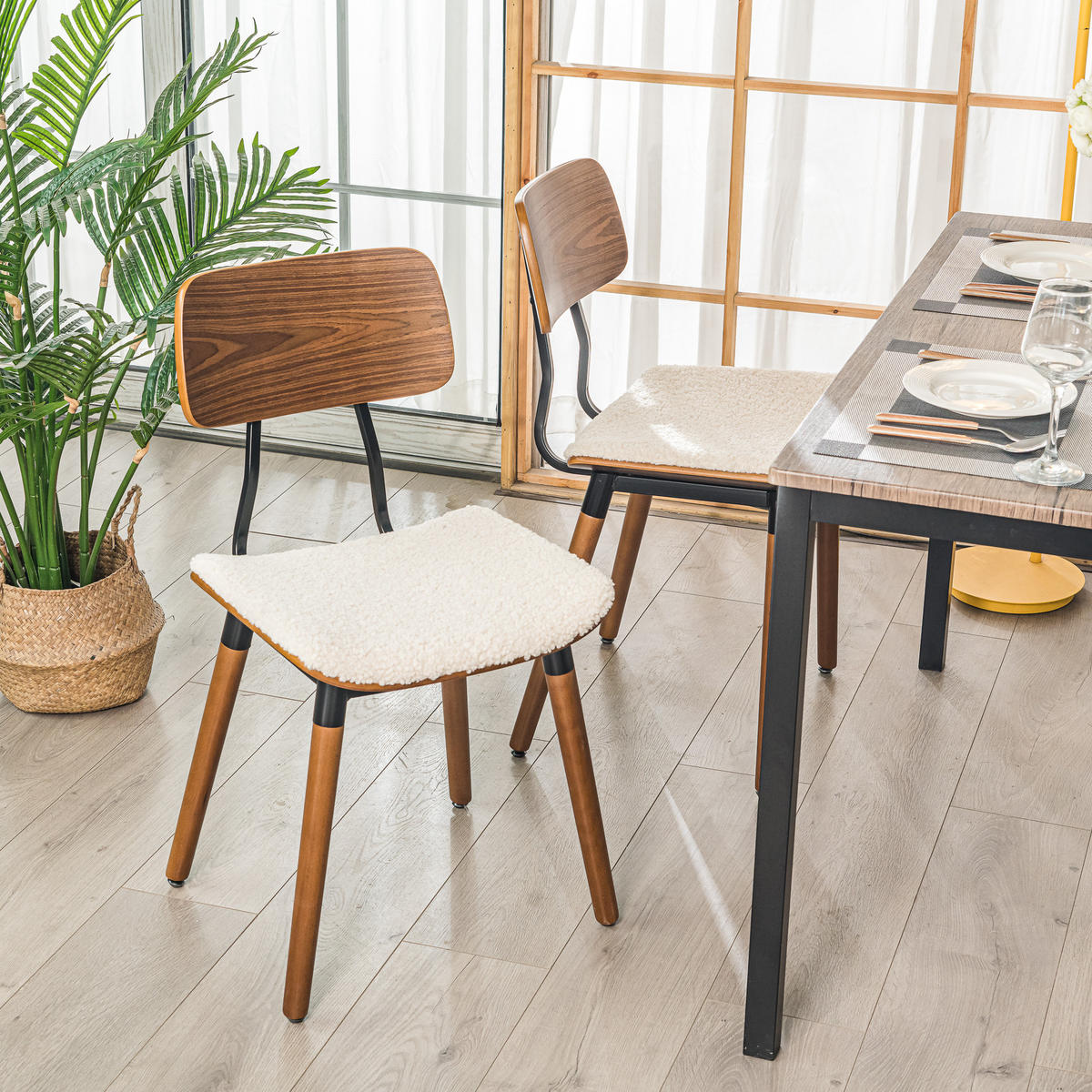 STUHL 2er-Set Stoff Weiß - Weiß, Textil (44/82/50cm) - Nordlys