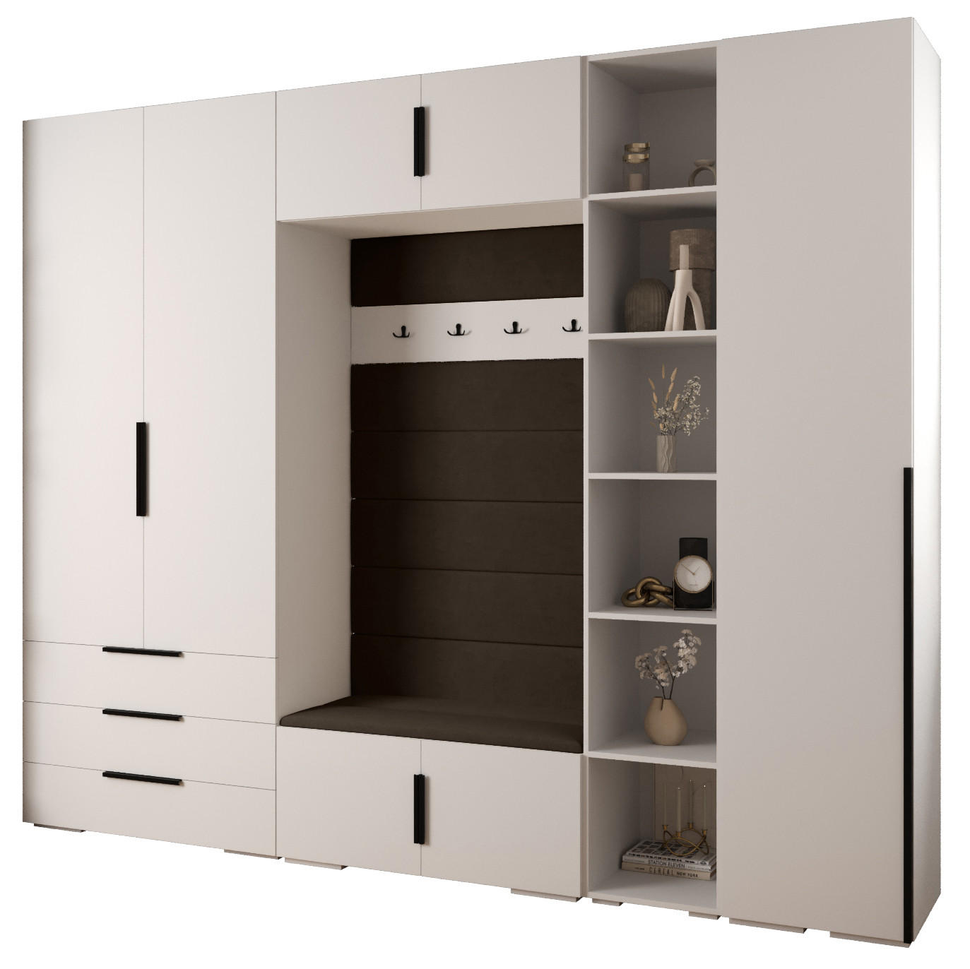GARDEROBEN-SET 236,7/290/47 - Schwarz/Weiß, Holz/Kunststoff (290/236.7/47cm) - Abiks Möbel