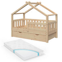 HAUSBETT Design Naturholz 70x140 cm mit Schublade und Matratze - Naturfarben, Holz (70/140cm) - VitaliSpa