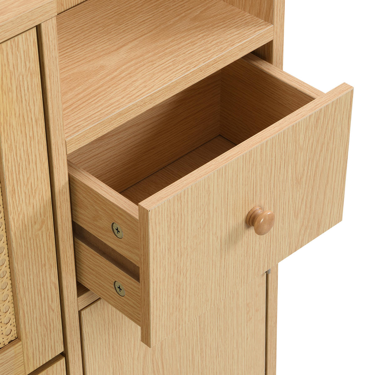 SCHUHSCHRANK Rattan schmal 3 Türen 90x17x125cm - Naturfarben, Holzwerkstoff (17/125/90cm) - FLIEKS