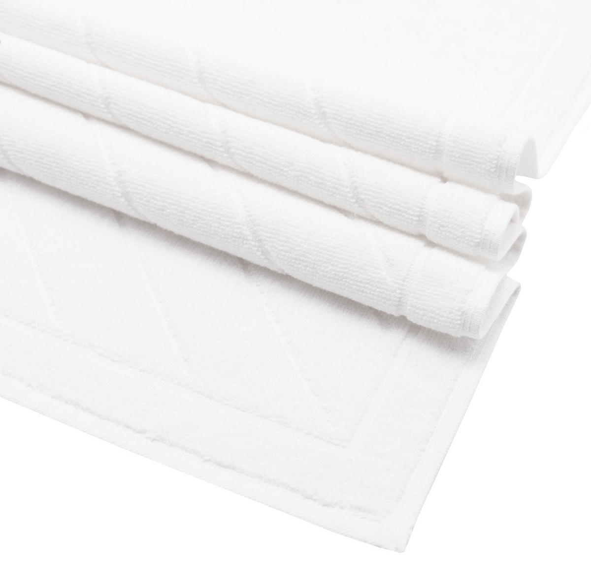 BADEMATTE, 2er-Set, 50x75 cm, 100% Baumwolle, Weiß - Weiß, Textil (50/70cm) - Zollner
