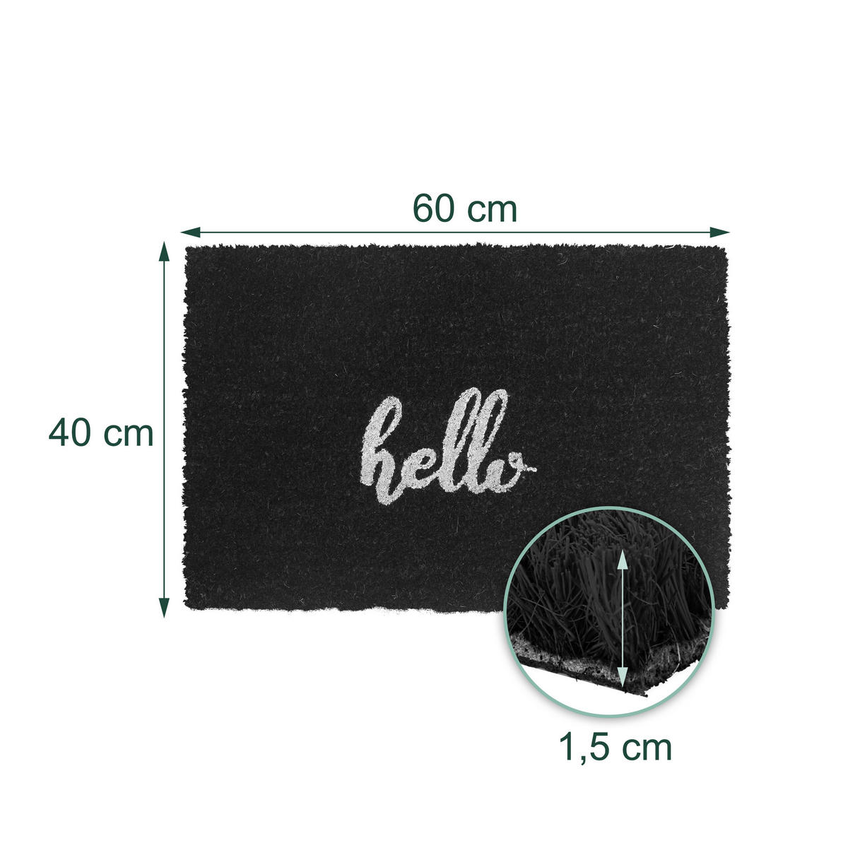 ROHOŽ - čierna, textil/plast (60/40cm) - Relaxdays