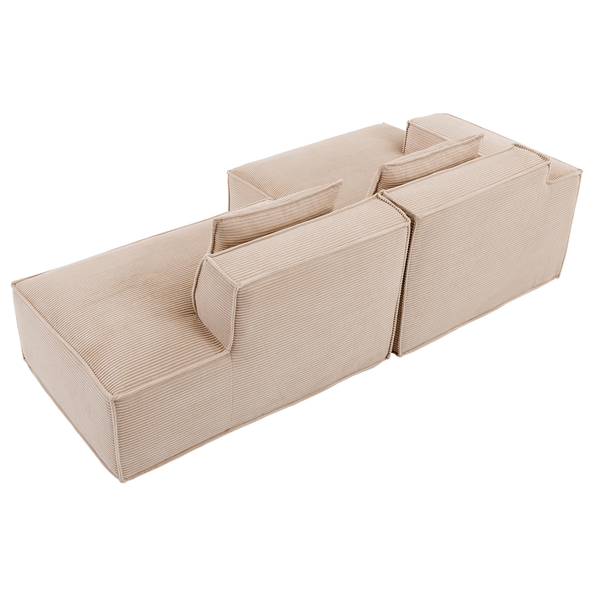 Modfu ČALOUNĚNÁ pohovka z polyesteru šířka 235x129x70 cm khaki s pružinovým sedákem a 2 polštáři
