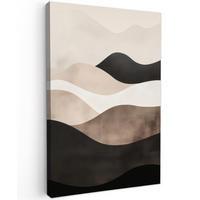 LEINWANDBILD Abstrakt - Landschaft - Wellen - Cremefarben 20x30 cm - Cappuccino, Textil (20/30cm) - MuchoWow