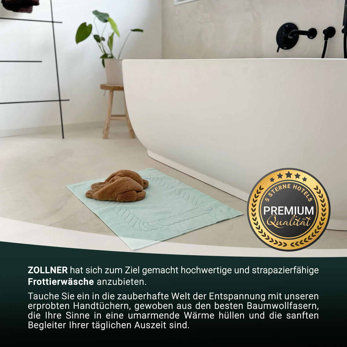 BADEMATTE, 2er-Set, 50x70 cm, 100% Baumwolle, Blau - Grün, Textil (50/70cm) - Zollner