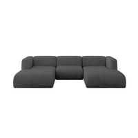 WOHNLANDSCHAFT MIRA-U1 317x179x70 Dunkelgrau Velours - Dunkelgrau/Schwarz, Holzwerkstoff/Kunststoff (317/70/179cm) - ALTDECOR