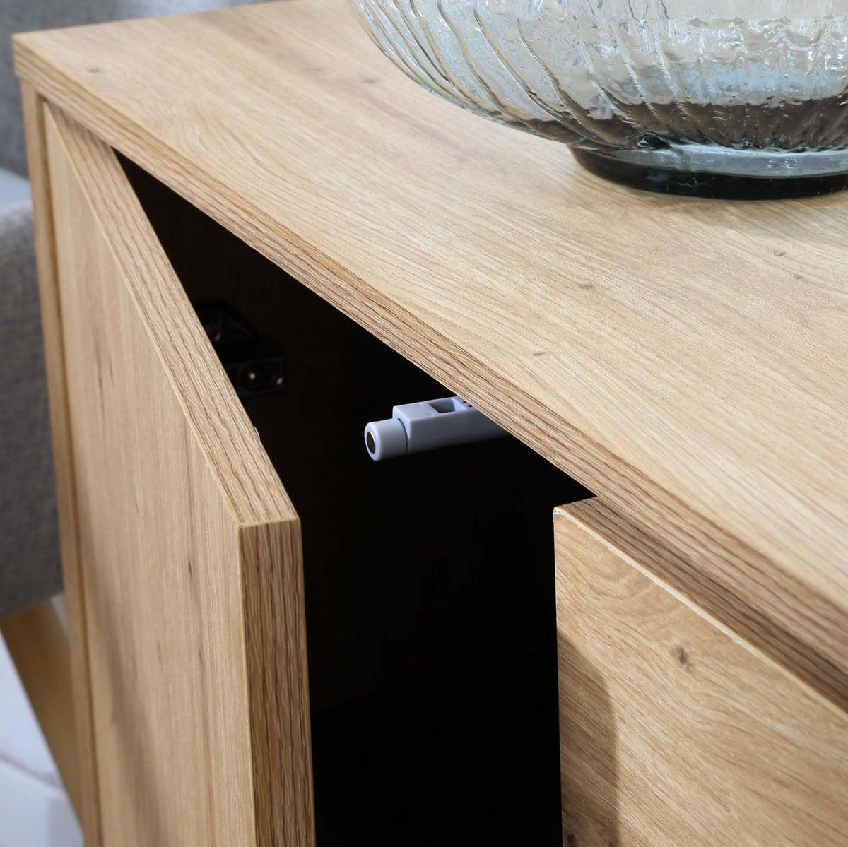 KOMMODE 1 Tür 3 Schubladen Eiche-Dekor FSC-zertifiziert 40/80/90 cm - Eichefarben, Holzwerkstoff (90/80/49.5cm) - Calicosy