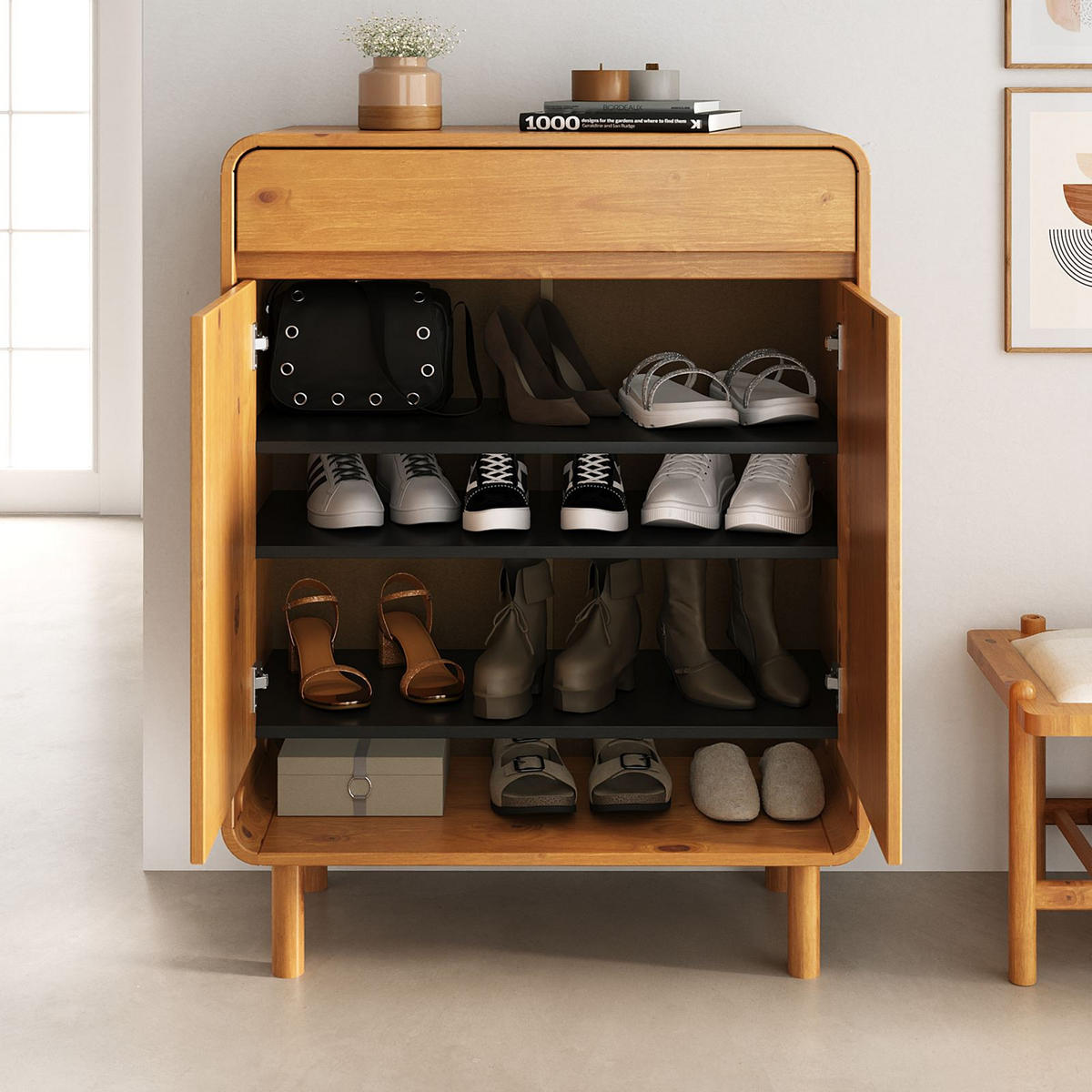 SCHUHSCHRANK JUAN Eiche - Eichefarben, Holz (79/104/37cm) - IDIMEX