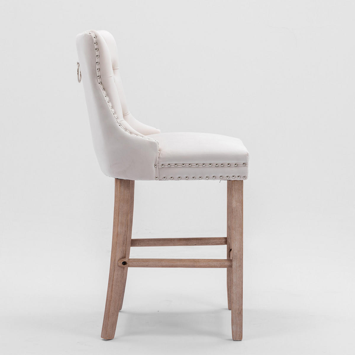 BARSTUHL 2er-Set mit hoher Rückenlehne Samt Beige - Beige, Metall (50/66/60cm) - Meubliv