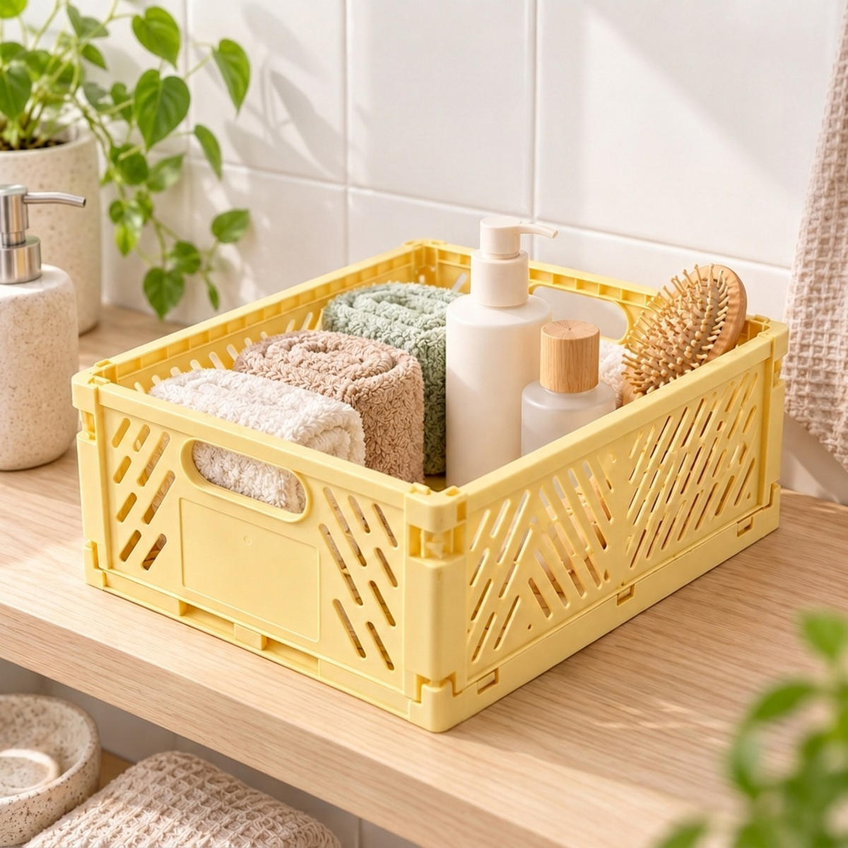 SKLÁDACÍBOX Žlutá sada-4 plast - žlutá, plast (29/12/21cm) - Relaxdays