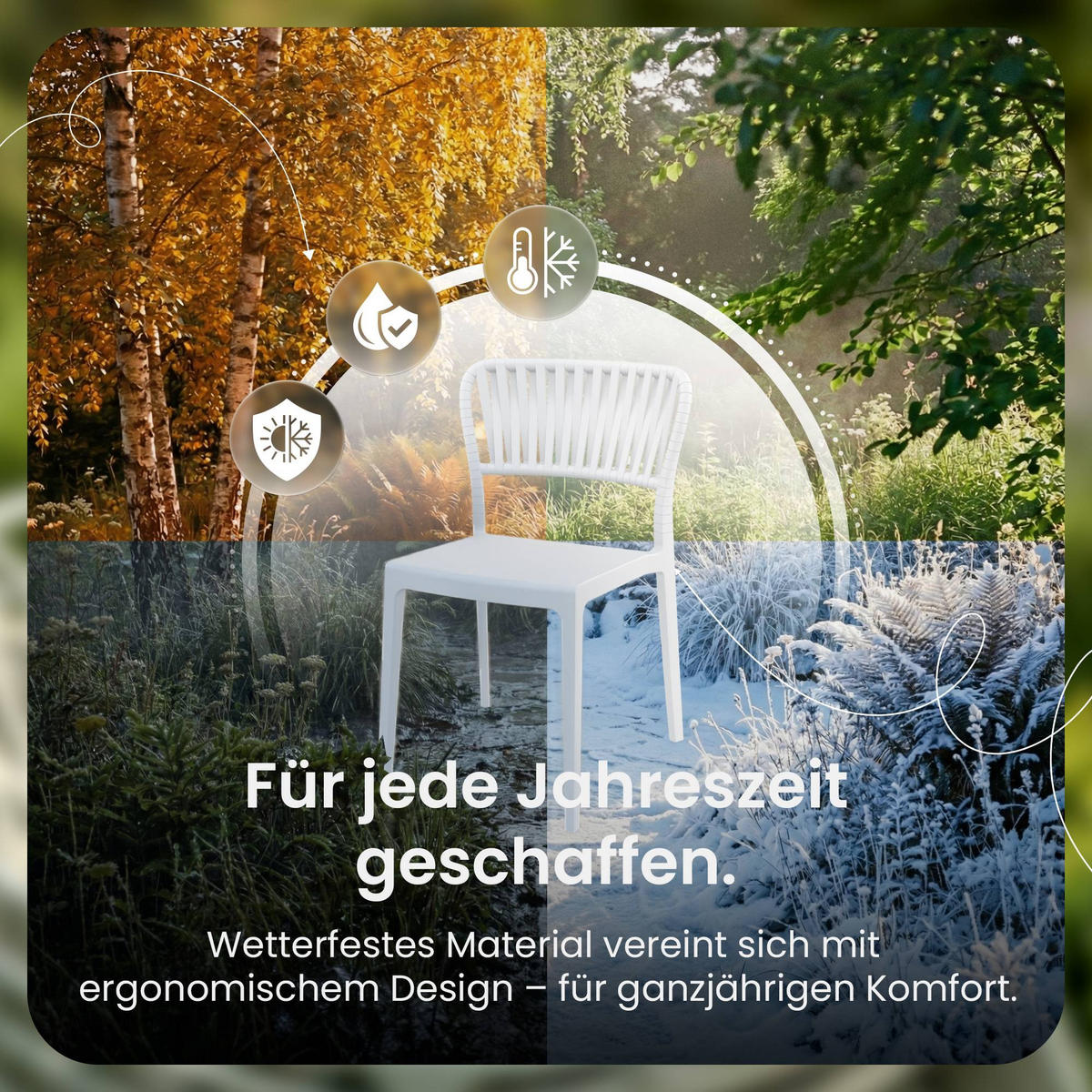 GARTENSTUHL 4er Set Kunststoff Weiß - Weiß, Kunststoff (45/84/55cm) - CLP