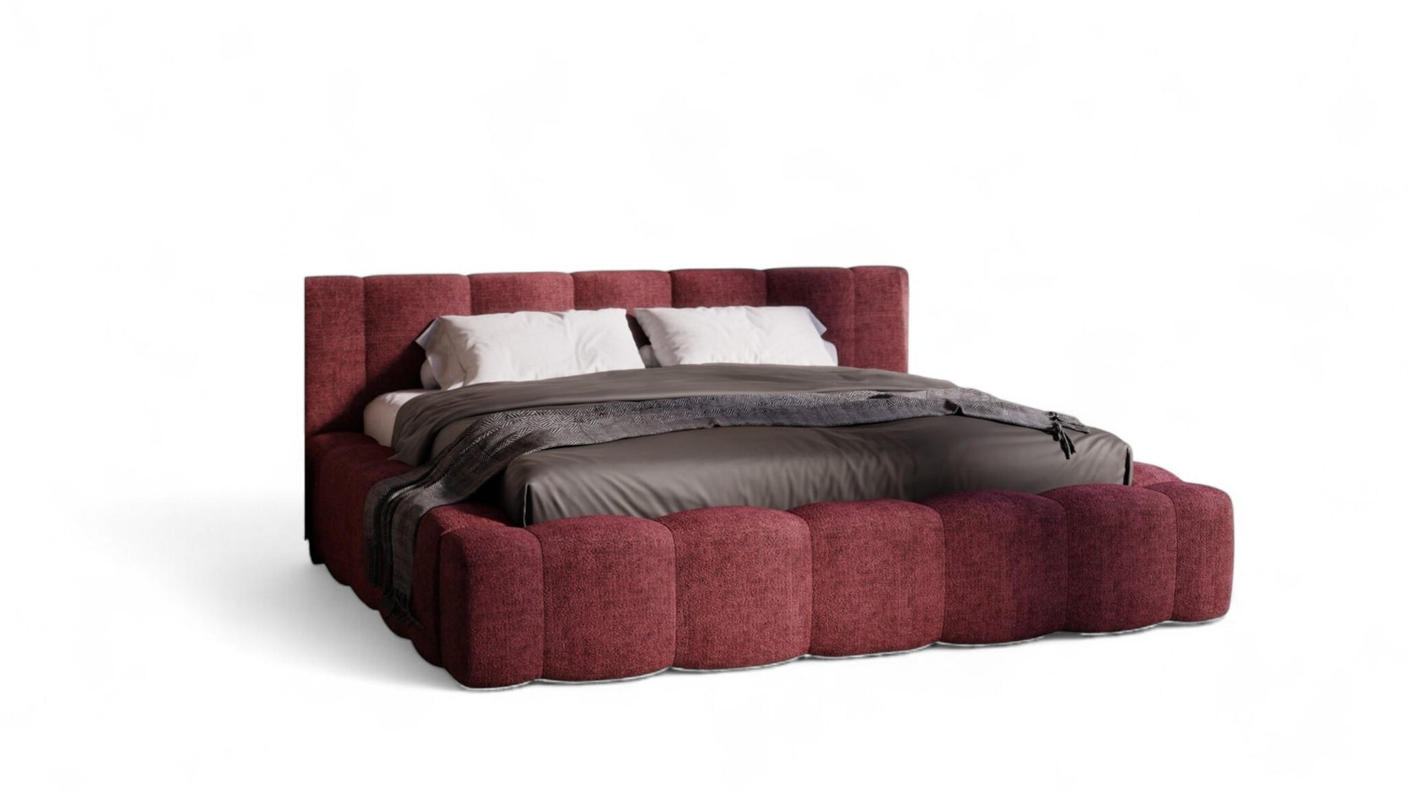 POLSTERBETT Lizeth Komplettset - Rot, Holzwerkstoff/Textil (140/200cm) - Fun Möbel