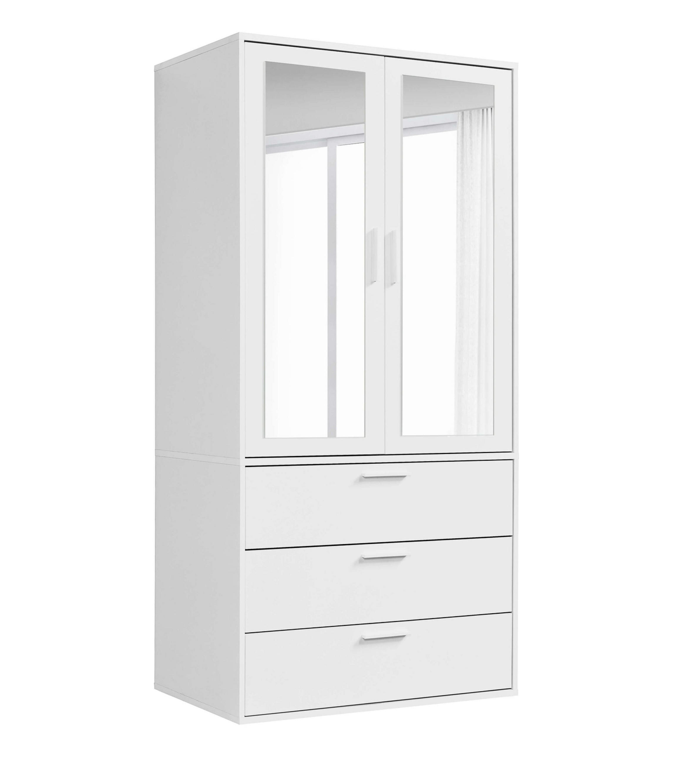 KLEIDERSCHRANK mit Spiegel Der Grenzenlose - Weiß, Holzwerkstoff (90/187/58cm) - Mokebo