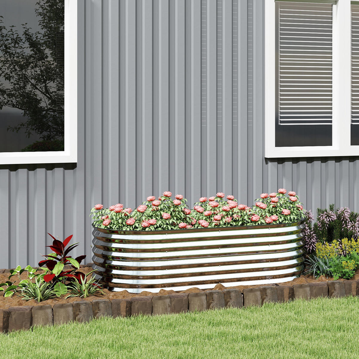 HOCHBEET aus Stahl, Pflanzbeet Frühbeet Gartenbeet stapelbar Blumenkasten - Dunkelgrau, Metall (80/56/160cm) - Outsunny