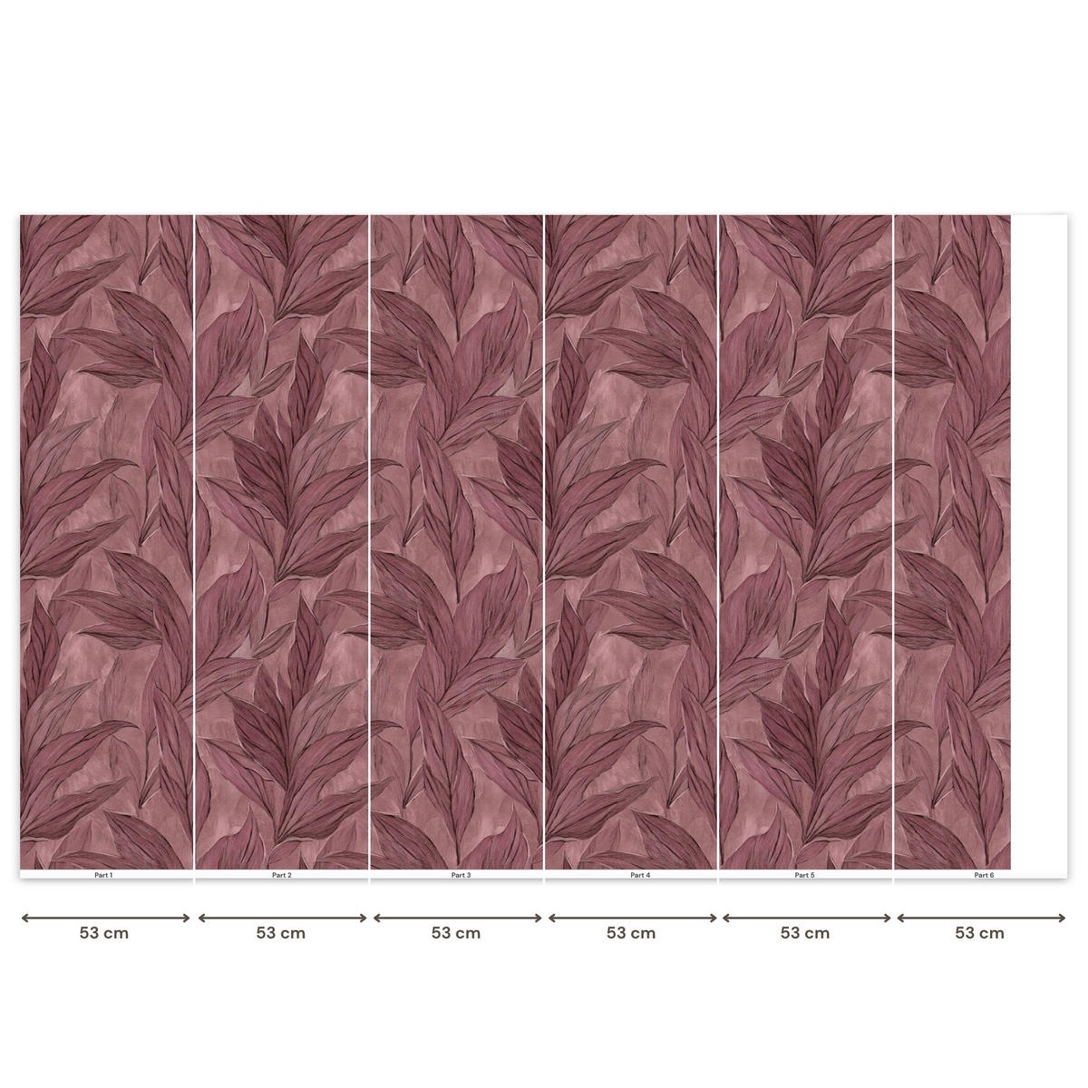 TAPETE - Blätter - Muster - Lila - 300x200 cm - Altrosa, Papier (300/200cm) - OnlyWow