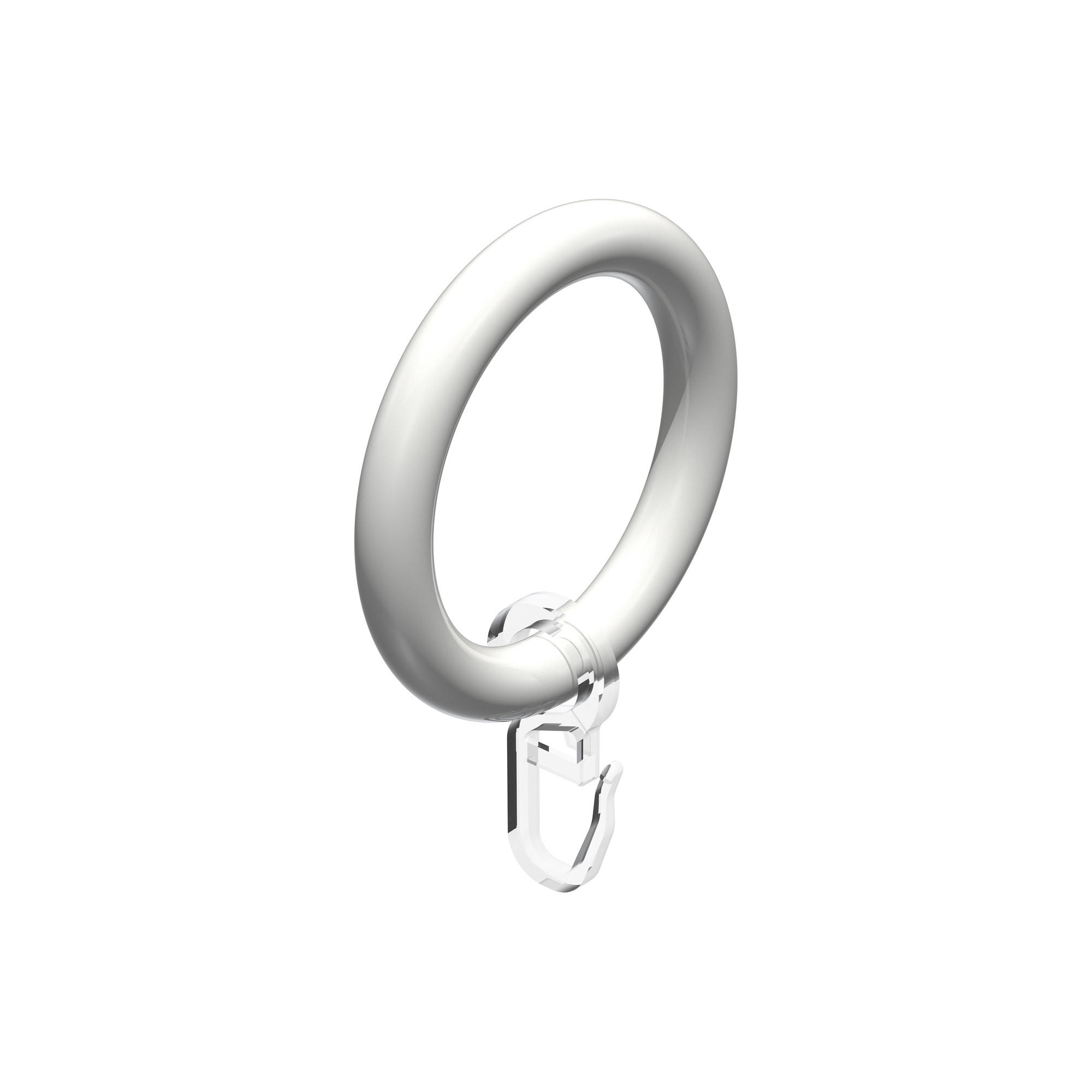RUNDRINGE MIT FALTENHAKEN FÜR GARDINENSTANGEN 28 mm Ø, Weiß, Packung 10 Stück - Weiß, Kunststoff (28cm) - INTERDECO
