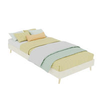 BETT mit Stauraum 90x200 cm Beige Stoff - Beige, Metall (90/200cm) - Meubliv