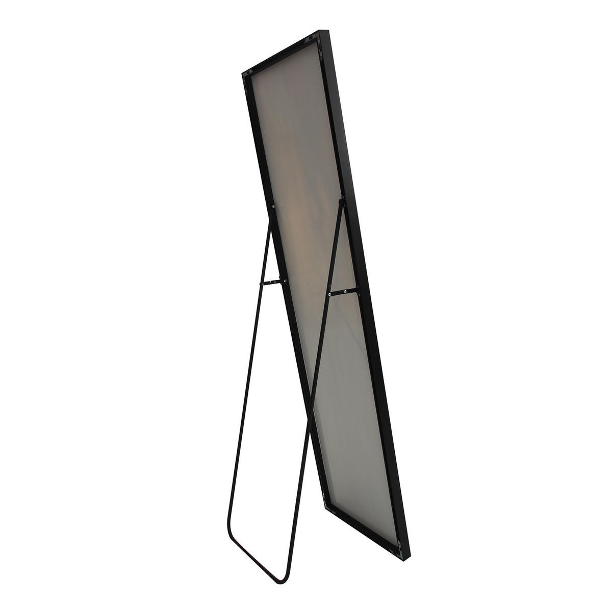 GANZKÖRPERSPIEGEL 53x162 cm, Rechteck, Aluminiumrahmen, verstellbarer Ständer, rutschfeste Basis, Schwarz - Schwarz, Metall (53/3/162cm) - BRILVERDE