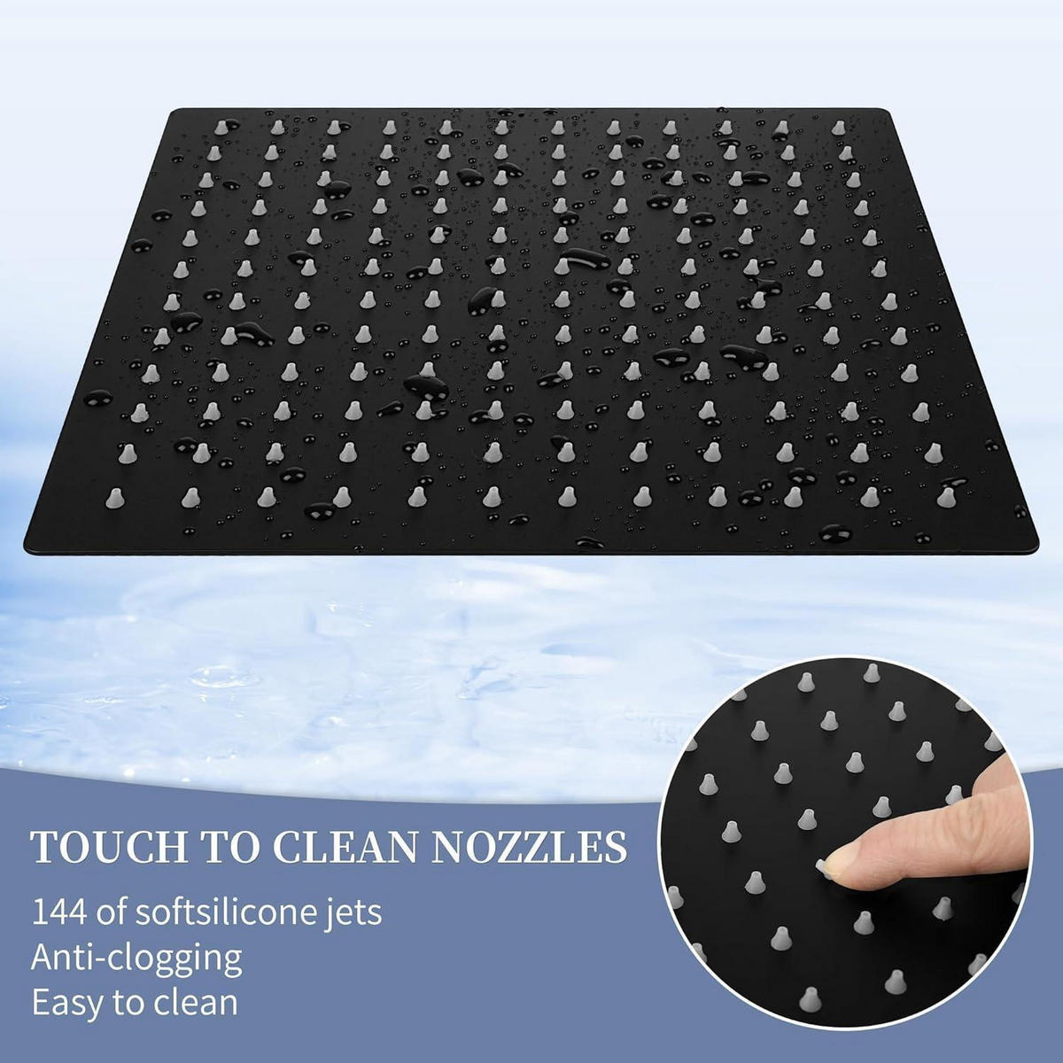 DUSCHKOPF Regendusche 10 Zoll Edelstahl Schwarz mit Selbstreinigenden Düsen - Schwarz, Metall (25/12.7/1cm)