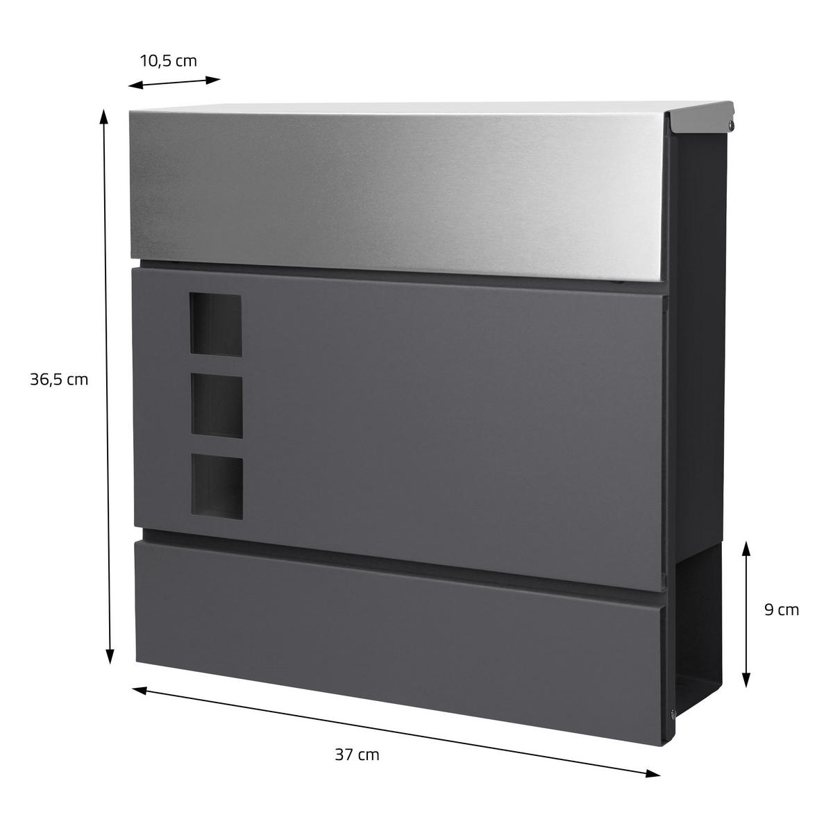 BRIEFKASTEN Anthrazit-Silber mit bepflanzbarem Ständer - Anthrazit, Metall (120cm) - ECD-Germany