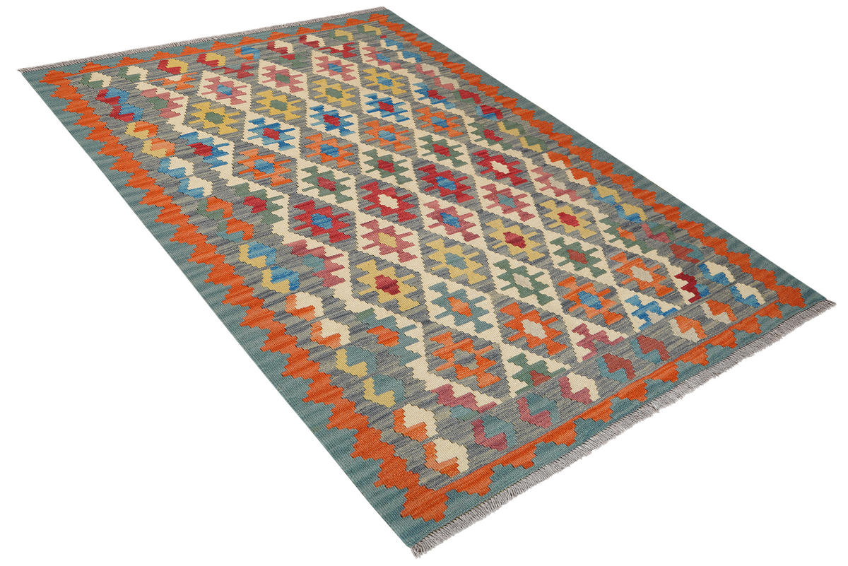 HANDWEBTEPPICH Kelim Gashgai Grau 180/127 cm Schurwolle - Grau, Textil (127/180cm) - Looma