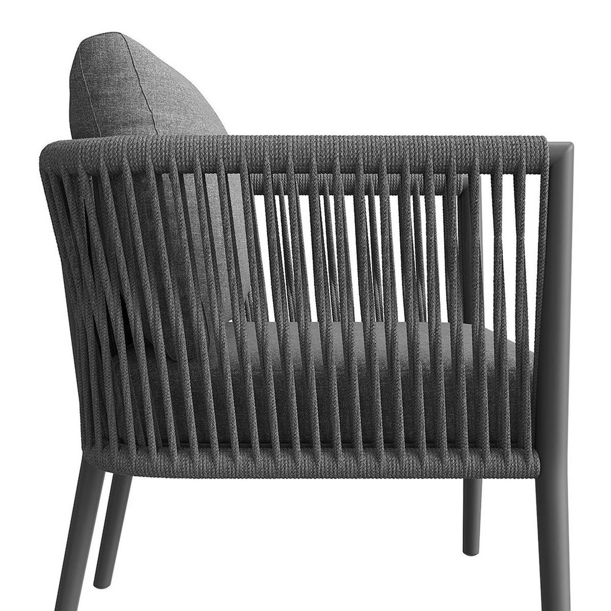 GARTENMÖBELSET 6-teiliges PE-rattan Sitzgruppe in Grau - Grau, Metall