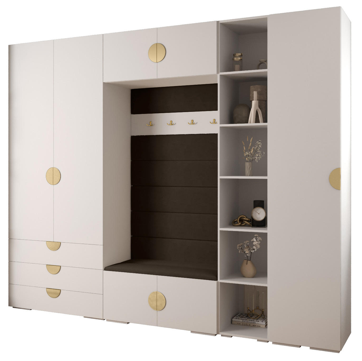 GARDEROBEN-SET 236,7/290/47 - Goldfarben/Weiß, Holz/Kunststoff (290/236.7/47cm) - Abiks Möbel