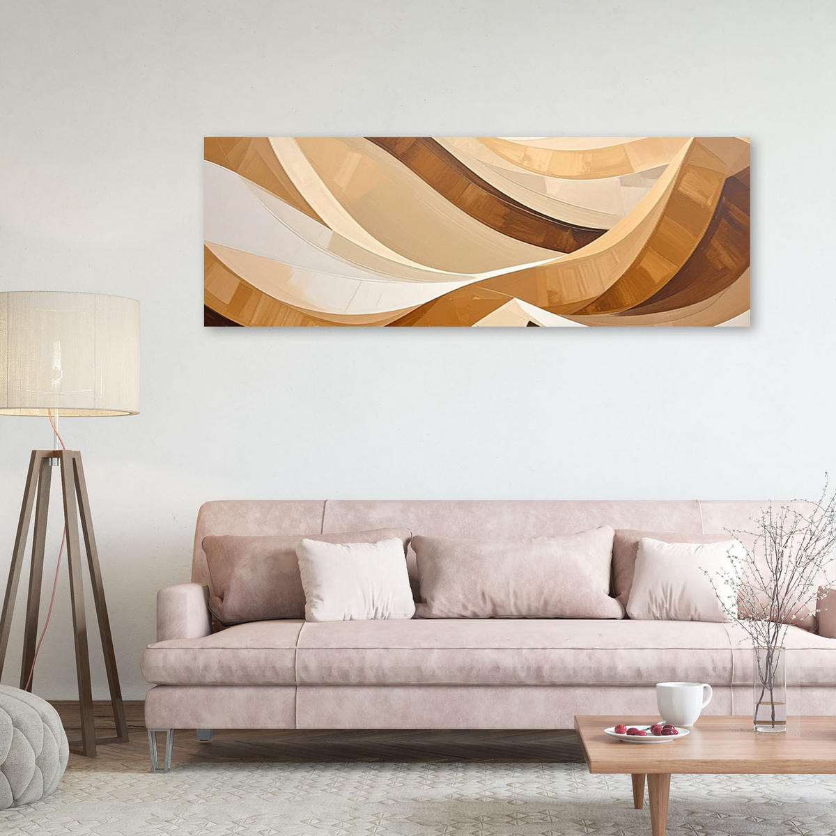 LEINWANDBILD 3D und geometrisch 150x50cm - Beige, Textil (150/50cm) - Feeby