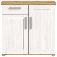 KOMMODE weiß Lärche, Eiche Artisan 95 cm, Sideboard im Landhaus-Stil - Silberfarben/Weiß, Holzwerkstoff/Kunststoff (95/92/39cm) - Inn.Furn