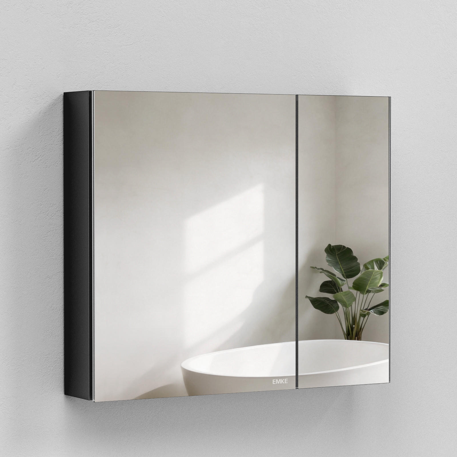 SPIEGELSCHRANK Schwarz 85/65/14,5 - Schwarz, Metall (85/65/14.5cm) - EMKE