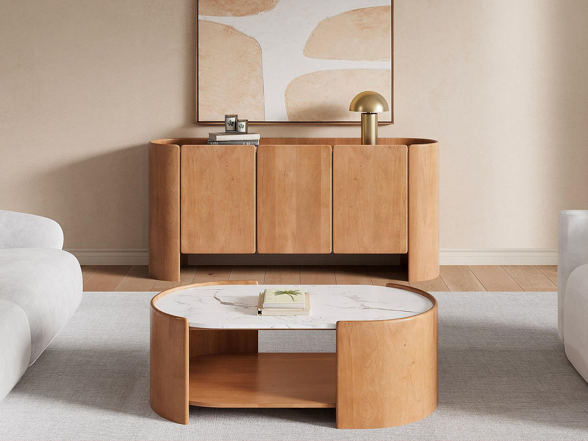 SIDEBOARD - 165 cm x 40 cm - Holz, Platte - Naturfarben Hell - ISLARA - Naturfarben, Holz (165/75/40cm) - Vente-Unique