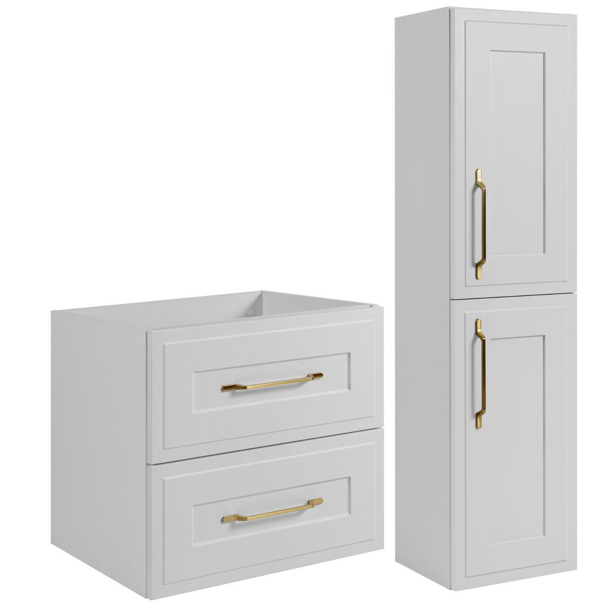 WASCHBECKUNTERSCHRANK + HÄNGESÄULE CLASSIC 60cm Mattwitte - Weiß, Holzwerkstoff (60/58/46cm) - Rodan