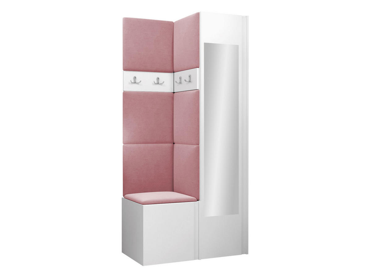 GARDEROBEN-SET Orion XXV - Weiß/Rosa, Holzwerkstoff/Kunststoff (82/186/46cm) - MIRJAN24