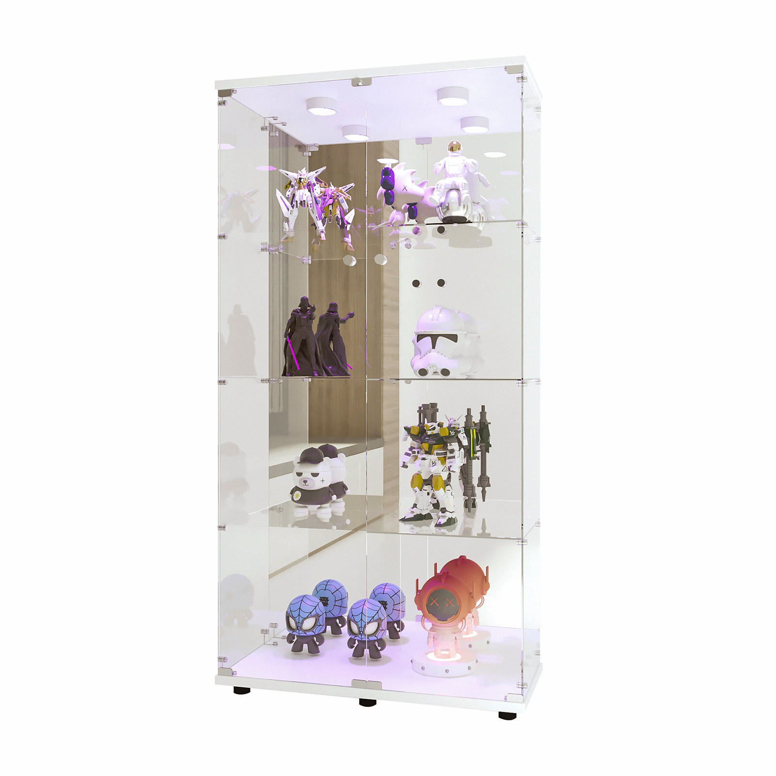 GLASVITRINE Weiß LED Acryl Tür 80x29x164 cm - Weiß, Glas (36.5/164/80.5cm) - SHOPENTRA