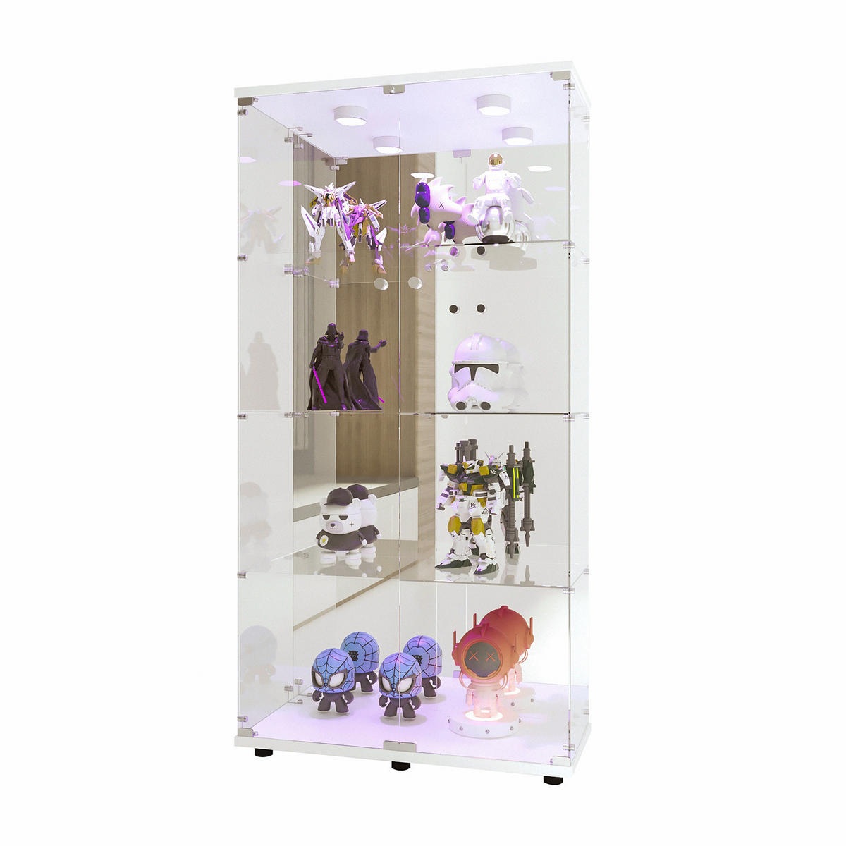 GLASVITRINE Standvitrine, 4 Lagen Glas Vitrine Vitrinenschrank, Weiß - Weiß, Glas (36/164/80cm)