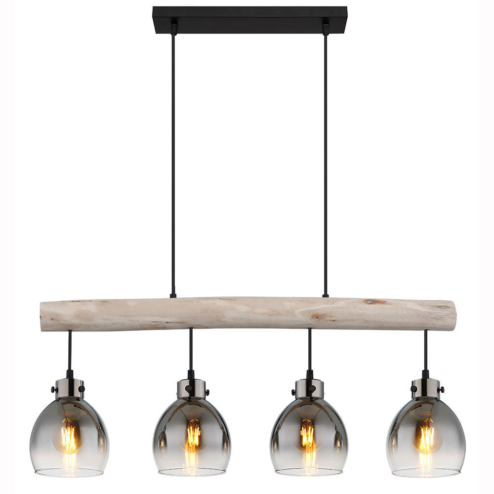 LED HÄNGELEUCHTE Metall Glas Rauchgrau - Grau, Holz (82.5/15/140cm) - Globo Lighting