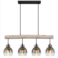 LED HÄNGELEUCHTE Metall Glas Rauchgrau - Grau, Holz (82.5/15/140cm) - Globo Lighting