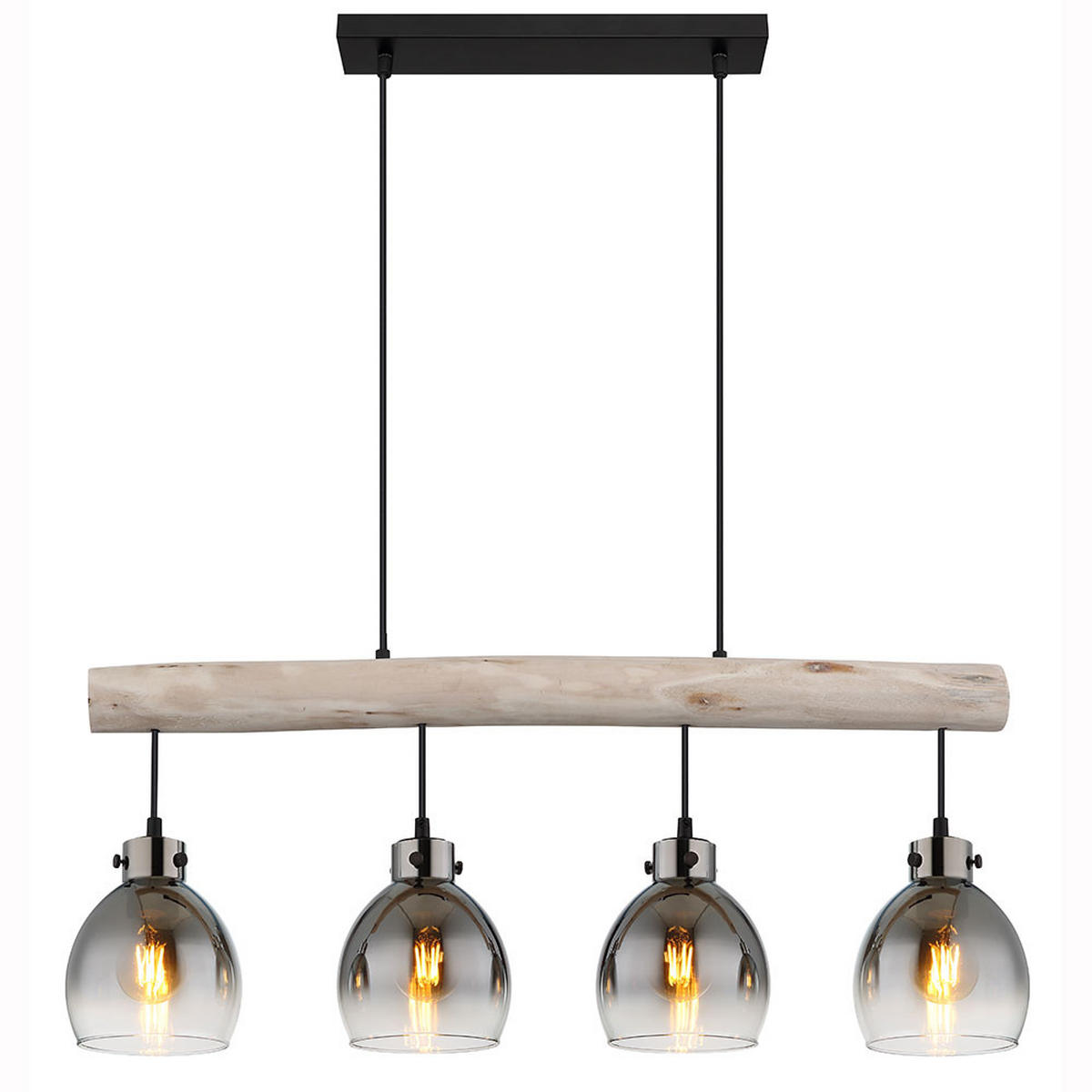 LED HÄNGELEUCHTE Metall Glas Rauchgrau - Grau, Holz (82.5/15/140cm) - Globo Lighting
