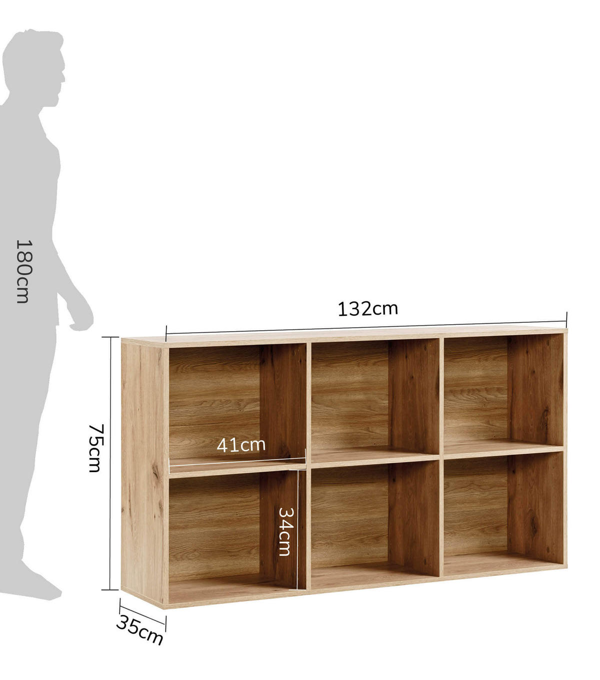 AKTENREGAL Der Verstauer - Eichefarben, Holzwerkstoff (132/75/35cm) - Mokebo