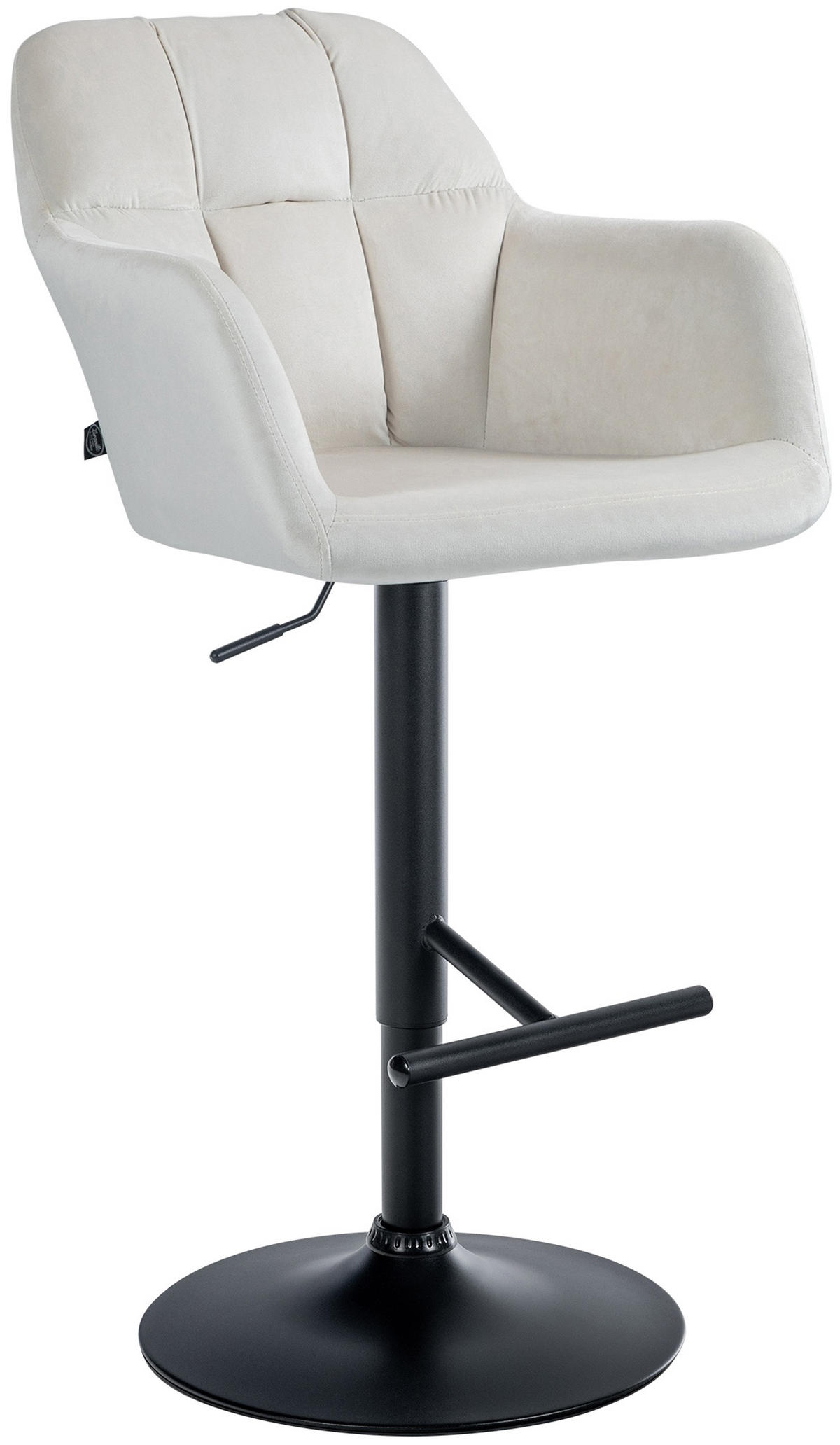 BARHOCKER Nardo Samt schwarz creme - Schwarz/Naturfarben, Textil/Metall (57/118/59cm) - TPFLiving