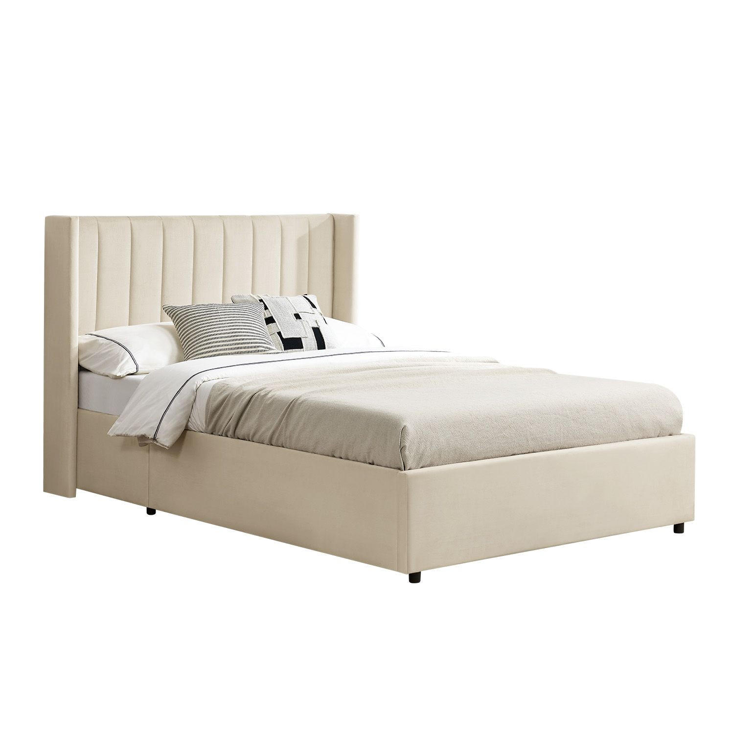 POLSTERBETT Savona beige 140 x 200 cm - Beige, Holzwerkstoff (140/200cm) - Juskys