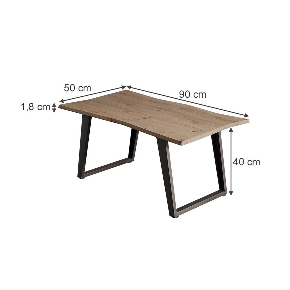 COUCHTISCH Yan Artisan 90 x 50 cm - Hellgrau, Holzwerkstoff (50/90/40cm) - Vicco
